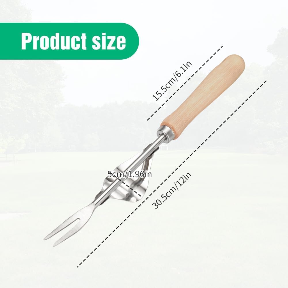 Weeding Tool V-Shaped Forks, Stainless Steel Weed Puller Tool with Metal Leverage Base to Easy Weed Removal & Deeper Root Digging, Manual Hand Weeder (1PCS)