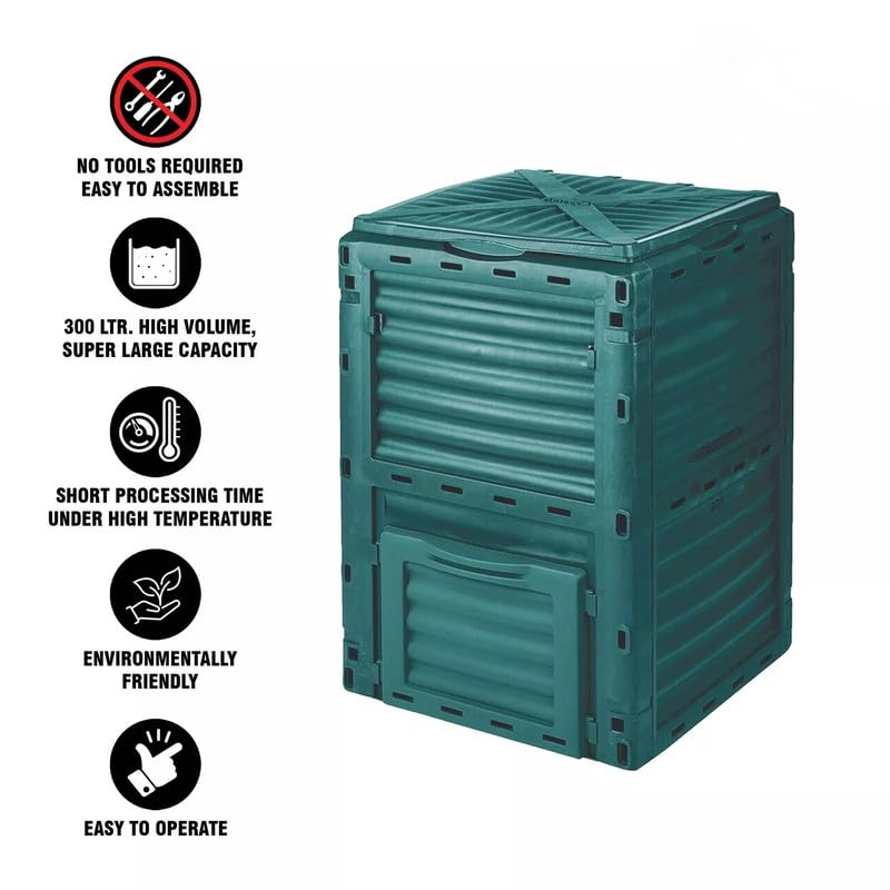 300L Outdoor Garden Compost Bin, Organic Waste Converter Bin,Green Plastic Eco Friendly Converter,Organic Waste Converter Composter,Recycling Storage Bin for Garden