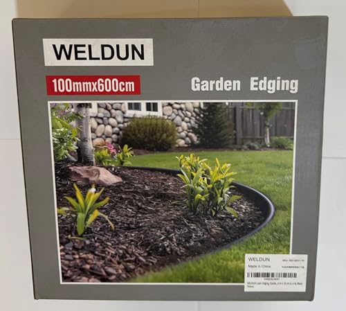 WELDUN Lawn Edging, Garden Edging, Flexible Plastic Gravel Edging, Easy to Cut and Shape, for Flower Beds, Lawns and Walkways, 6 m x 10 cm (L x H), Black