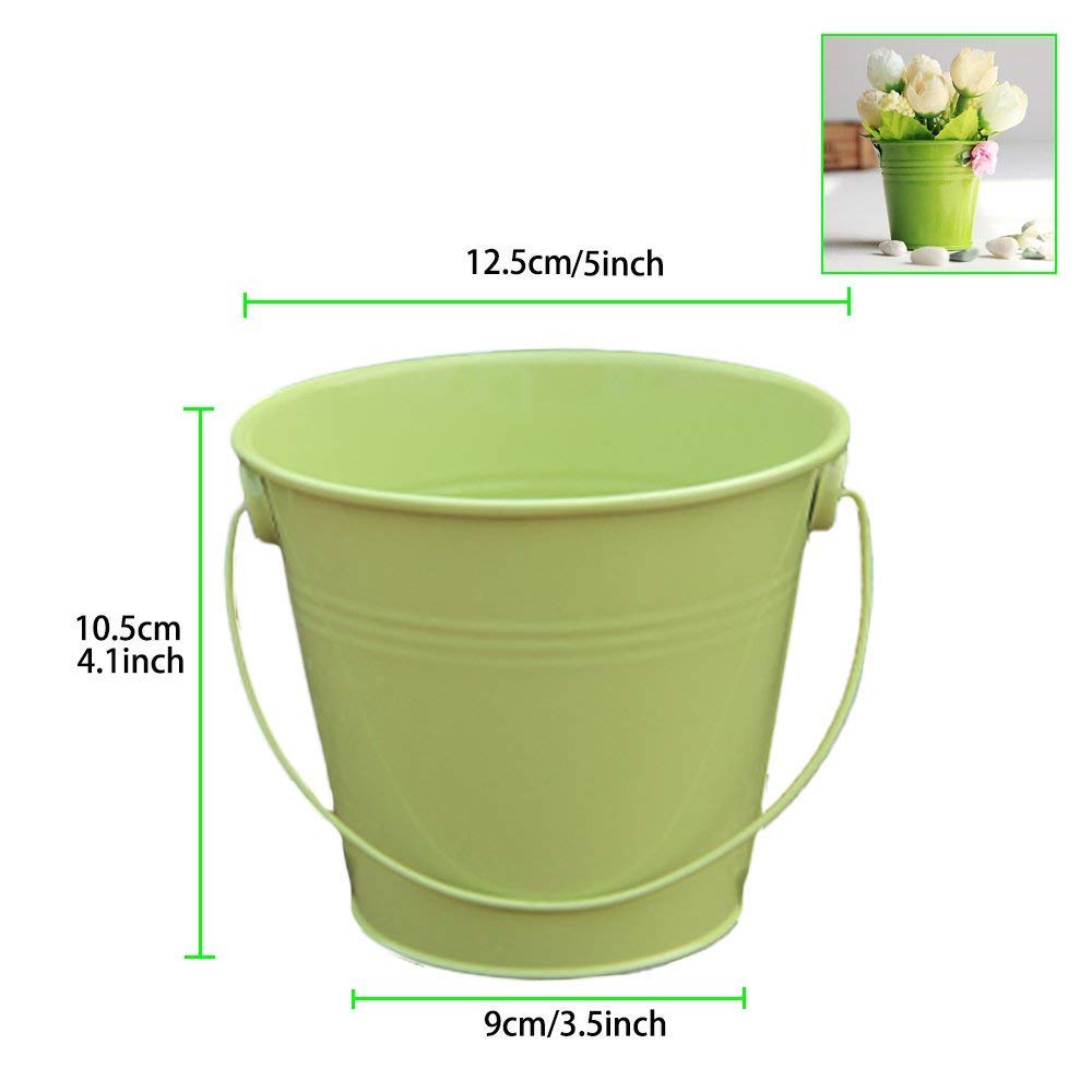 Dproptel 2-in-1 Portable Flower Pots - Sand bucket, Iron Hanging Flower Pots, Balcony Garden Pots Wall Planters Metal Bucket Flower Holders with Detachable Hooks - 8 Colors Set