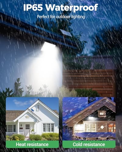 LOTMOS Solar Lights Outdoor, 342LED Remote Solar Security Lights Outdoor Motion Sensor, 3 Modes Garden Lights Solar Powered Waterproof Pir Flood Lighting for Yard Shed Garage Outside,Cool White