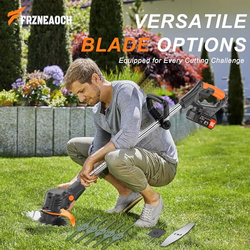 Metal Blade Cordless Strimmer 21v Grass Trimmers Easy to use, 3.2LBS weight Grass Trimmer For Lawns and Farmland, DIY Garden, Lawn Care (Black)