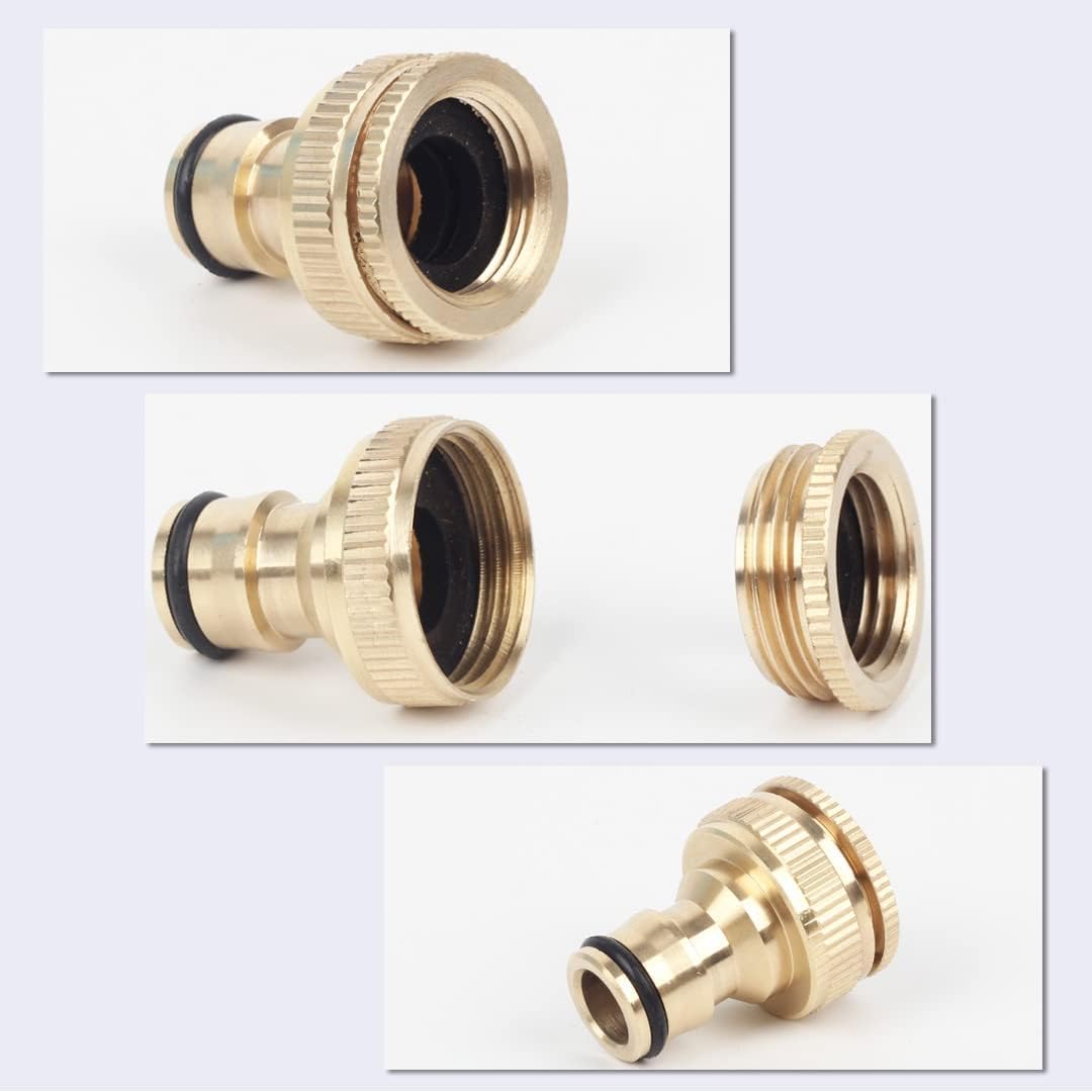 COSORO 2 pack Garden Hose Tap Connector - 3/4 inch & 1/2 inch 2-in-1 Brass Female Threaded Tap Connector for Hosepipe, Threaded Faucet Adapter