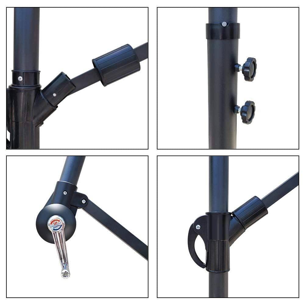 VOUNOT 3m Cantilever Garden Parasol, Banana Patio Umbrella with Crank Handle and Tilt for Outdoor Sun Shade, Beige