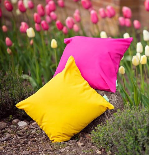 Gardenista Premium Garden Scatter Cushion | Water Resistant 4 Pack Square Rainbow Cushions | Outdoor Patio Rattan Chairs | Hollowfibre Filled Seating Furniture Pillow | Soft Comfy & Durable (45x45cm)