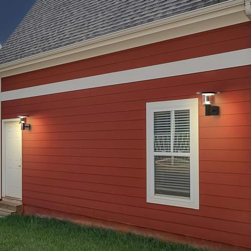 NBHANYUAN Lighting Outside Wall Light,SUS304 Stainless Steel Outdoor Light Garden Light Waterproof Outdoor Wall Lamp,3000K Warm White for Yard,Porch,Black,IP44 1000LM