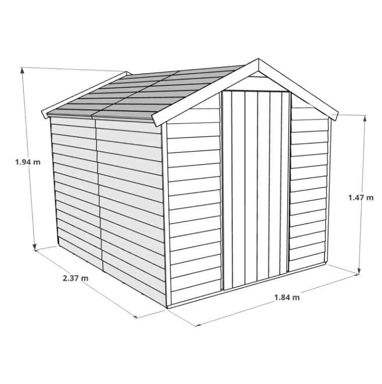 BillyOh 8 x 6 Super Saver Garden Storage Shed Bike Shed with Floor, Roof & Felt (Windowless, 8x6)