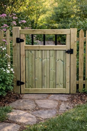 Wooden Garden Gate Flat Top Pressure Treated 90x83cm