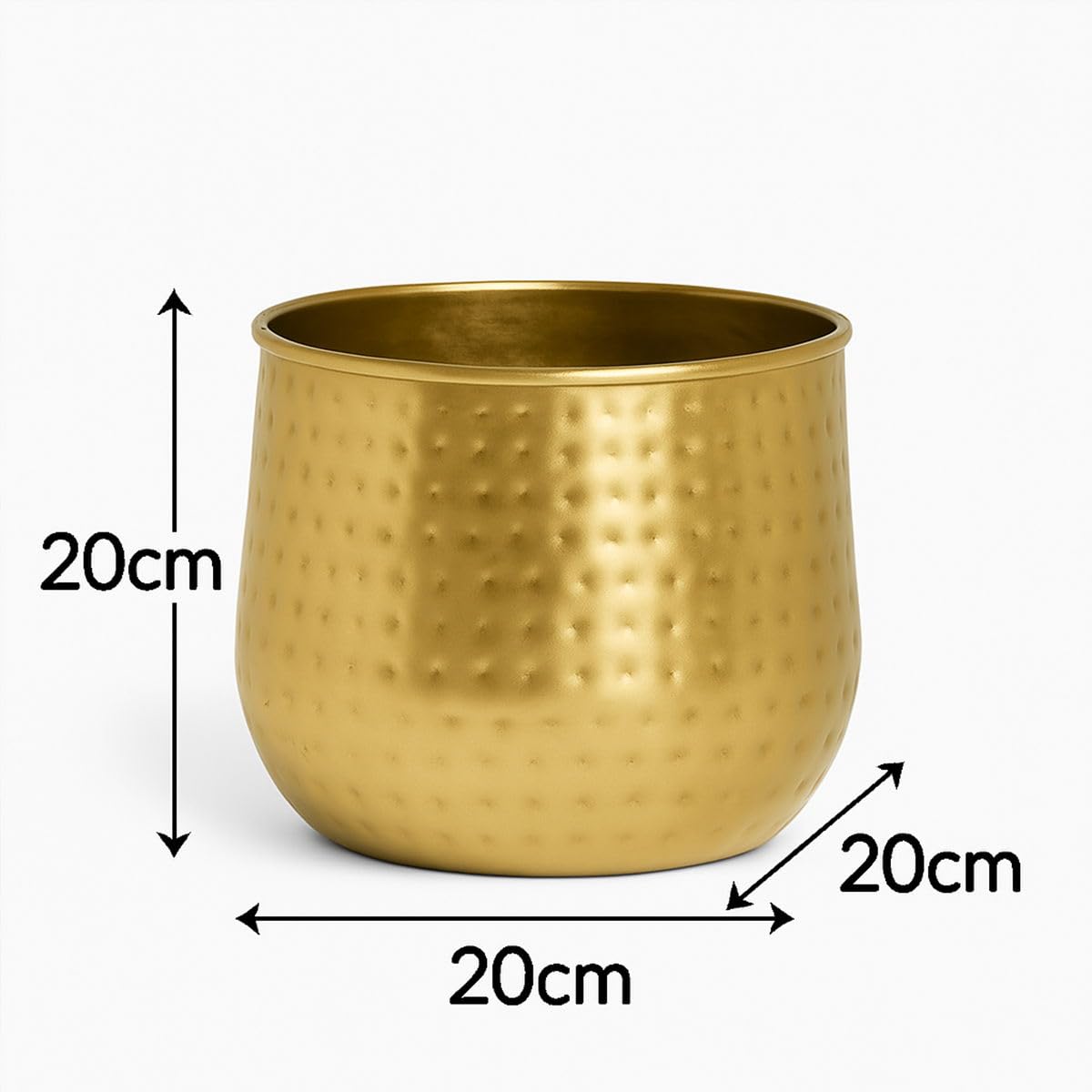 Gold Hammered Metal Planter 20cm x 20cm