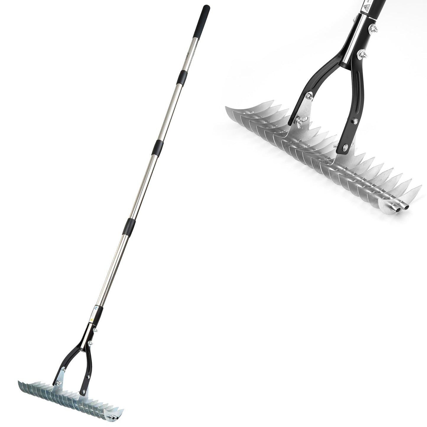 Thatch Rake | Lawn Thatching Rake with Steel Tines & Sturdy Handle | Efficient Grass Grooming Heavy-Duty Rake for Removing Dead Grass & Debris | Durable Garden & Soil Rake