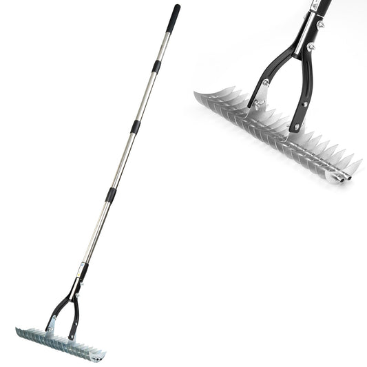 Thatch Rake | Lawn Thatching Rake with Steel Tines & Sturdy Handle | Efficient Grass Grooming Heavy-Duty Rake for Removing Dead Grass & Debris | Durable Garden & Soil Rake