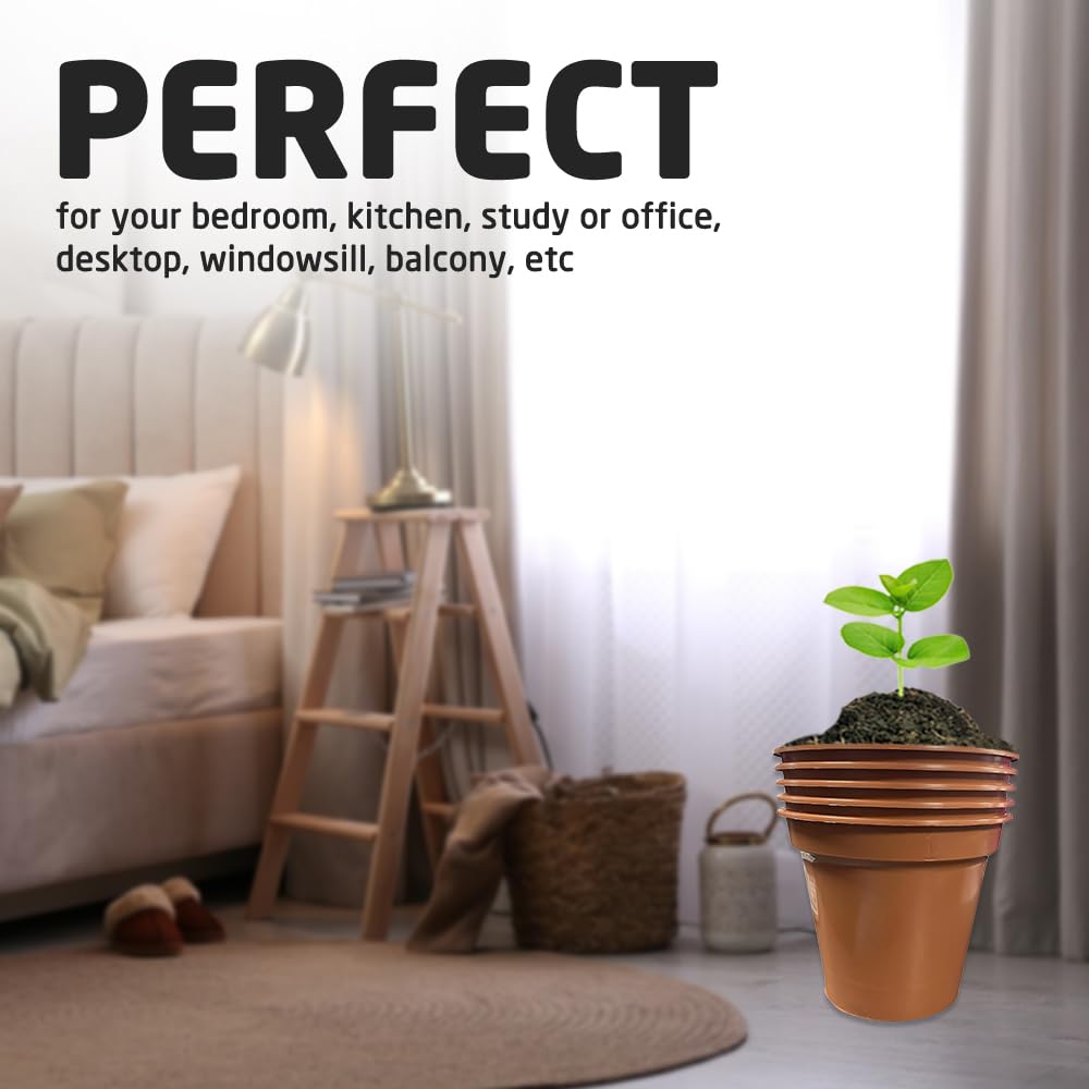 ACCURATE Garden Pot (Set of 5) Ideal for cultivation of cuttings or pricking out-Terracotta COLOUR- Size (5 inch/12.7 cm) (1)