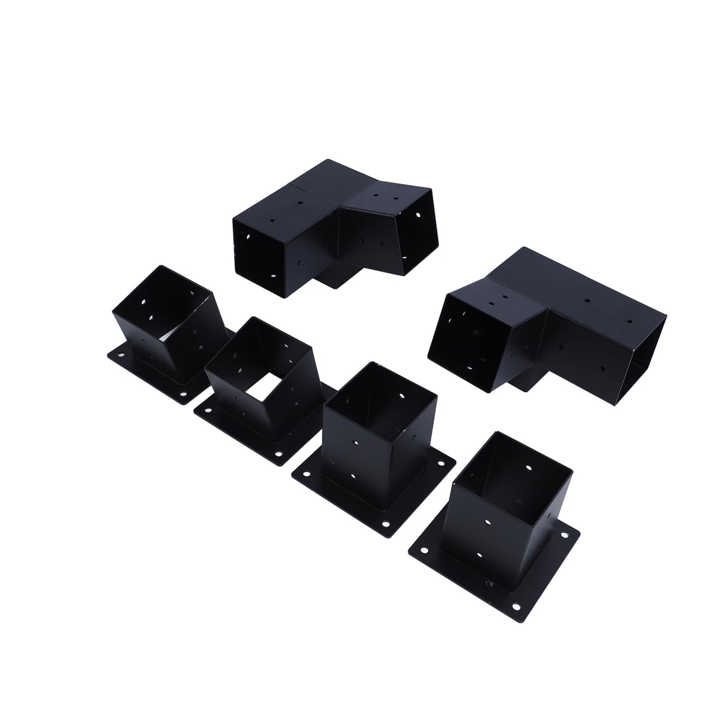 6Pcs Pergola Corner Brackets, Alloy Steel Corner Bracket Base Top Mount 3 Way Bracket DIY Post Base Kit Outdoor Patio Pergola Hardware Kit with Screws for Gazebo Canopies Carports