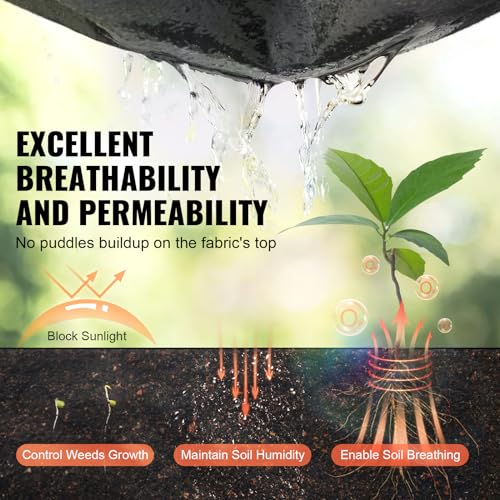 VEVOR Driveway Fabric, 3.28x164FT Non Woven Geotextile Fabric for Landscaping, Heavy Duty Garden Weed Barrier Fabric, 4.43OZ Landscape Fabric, French Drains Drainage Fabric, Ground Cover Weed Control