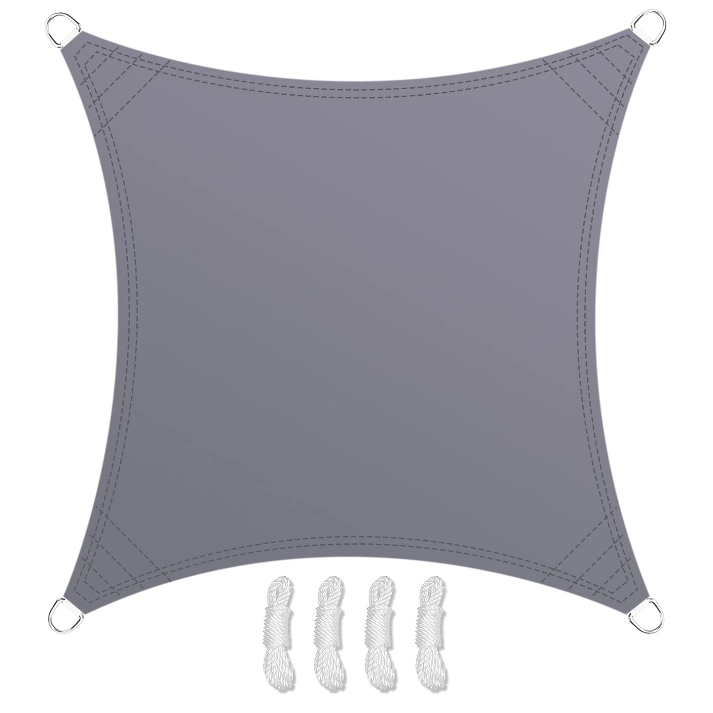 Teynewer Sun Shade Sail Square 3x3m Waterproof Shade Sail for Outdoor Garden Patio Party 98% UV Block Sunscreen Awning Canopy Sunsail with Free Rope, Light Grey