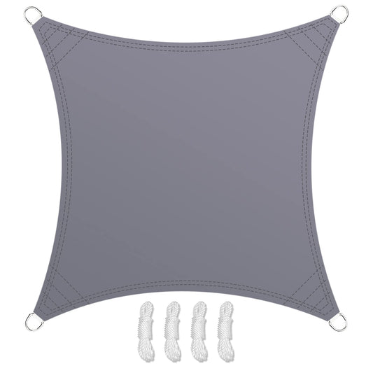 Teynewer Sun Shade Sail Square 3x3m Waterproof Shade Sail for Outdoor Garden Patio Party 98% UV Block Sunscreen Awning Canopy Sunsail with Free Rope, Light Grey