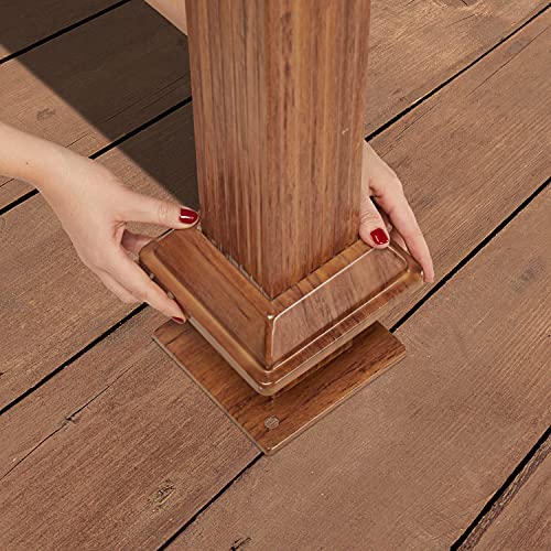 TOOLPORT Garden gazebo 3x4 m wood finish, steel roof hardtop 4 side panels in grey