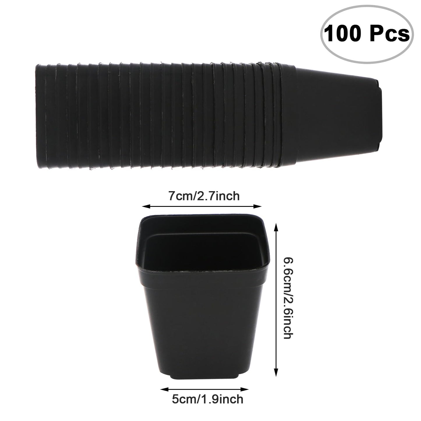 GGOUPTY Square Plastic Plant Pots 7cm 100 Pcs Succulent Planter Nursery Pots for Flower Staring Seedling