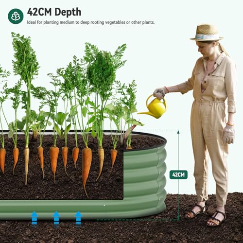 Warmiehomy 2 Packs 160x80x42cm Raised Beds for Garden, Metal Planter Box Outdoor with Reinforced Rods, Rounded Galvanised Bottomless Raised Beds for Vegetables, Flowers and Herbs, Green