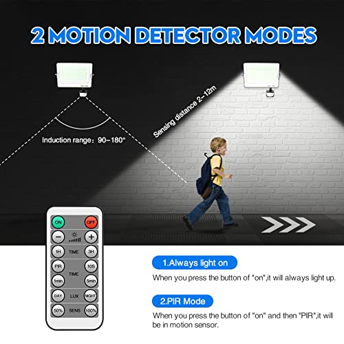 FEAHRZEUG 100W Security Lights Outdoor Motion Sensor 10000 Lumen PIR Light with Remote Control IP66 Waterproof Motion Sensor Flood Garden Light Security Perfect for Forecourt Backyard Garages