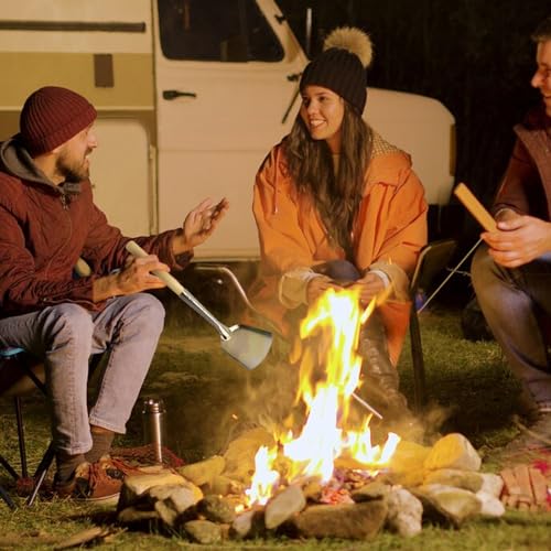 Fireplace Ash Shovel, Long Handle Fire Pit Shovel, Pizza Oven Cleaner with Wooden Handle, Fireplace Trowel Charcoal Grill Ash Rake Gardening Fireplace Tools, for Household Camping Kicthen