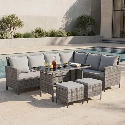 EVRE Madison 8 Seat Rattan Corner Dining Set – Grey