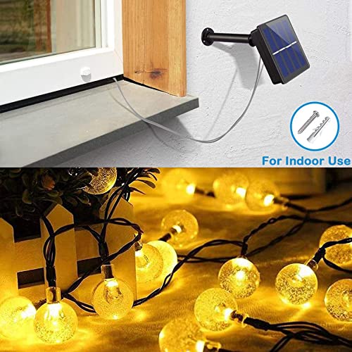 Garlocht Solar Garden Lights Outdoor Waterproof, 50LED 7M/23Ft Solar Fairy Lights, Crystal Ball Lights with 8 Modes, Decorative Lighting for Home, Yard, Patio, Party,Christmas (Warm White)