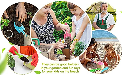 FGYZYP 4 Pcs Garden Mini Colorful Iron Hand Shovel, Trowel Set Garden Light Duty Tool, Miniature Succulent Indoor Outdoor Care for Flower Soil Plant Dig Transplant Kid Teen Women Men Gardening Gift