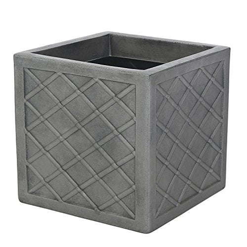 Square Lazio Slate Grey Plant Pot 39.5cm