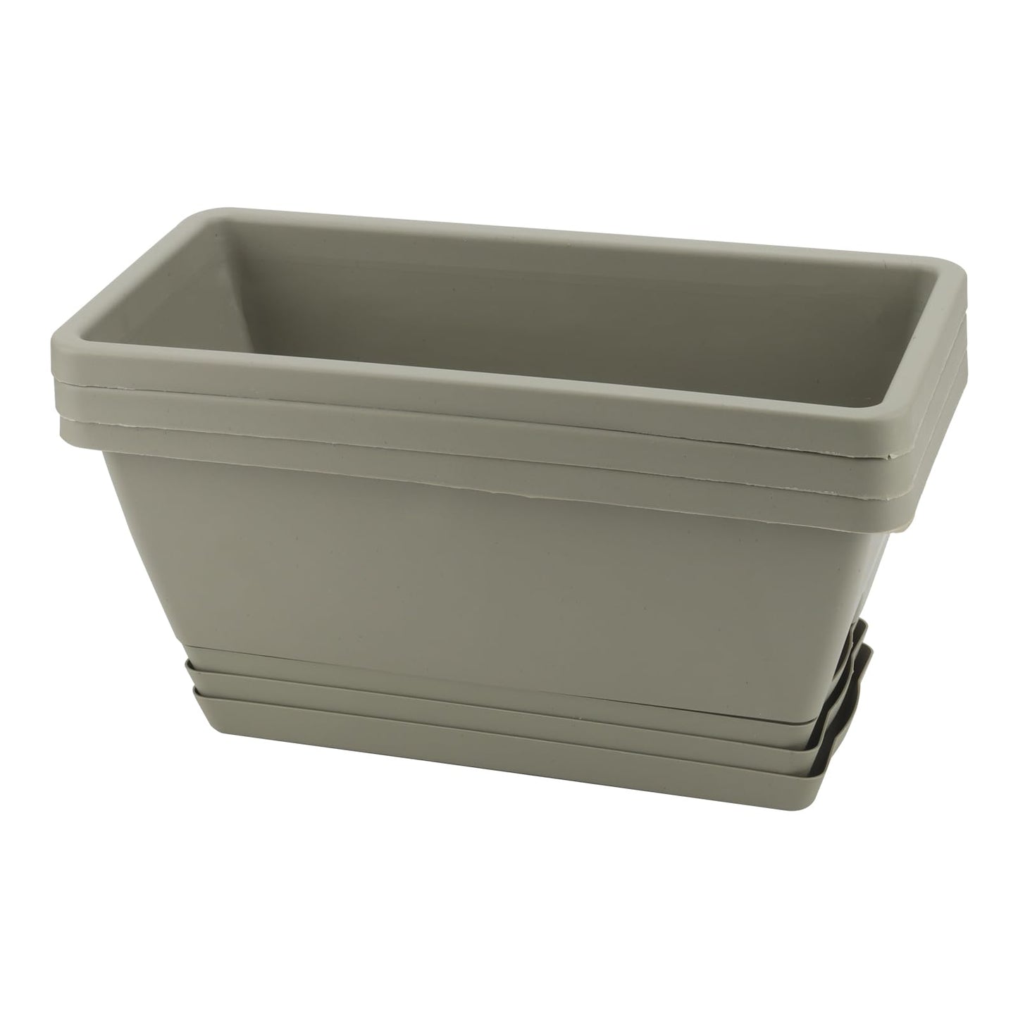 LEXININ 6 PCS 35 x 17 x 14cm Grey Rectangular Window Planter, Plastic Window Boxes with Trays, Flower Box Planter for Garden Patio Home