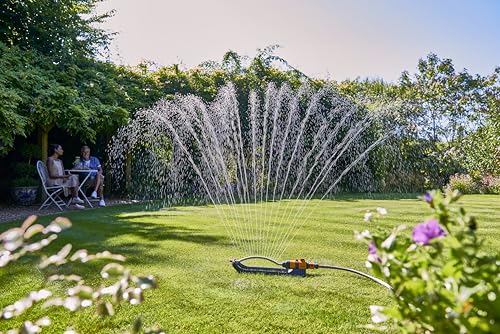 HOZELOCK - Rectangular Sprinkler Plus 220 M: Ultra Coverage, Sprinkler on Sled, Ideal for Lawns, Adjustable Oscillation Zone: 16 Jets For Uniform Watering [100-100-250]