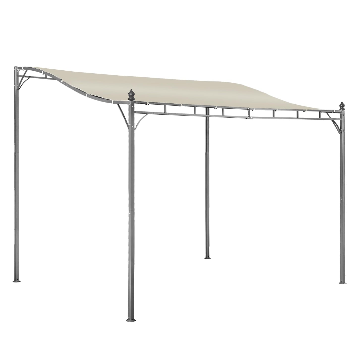 AOUXIN 2.9 x 2.5m Pergola Gazebo with Metal Frame, Elegant Scrolling Canopy, Weather-Resistant, Garden Outdoor Shelter, Beige