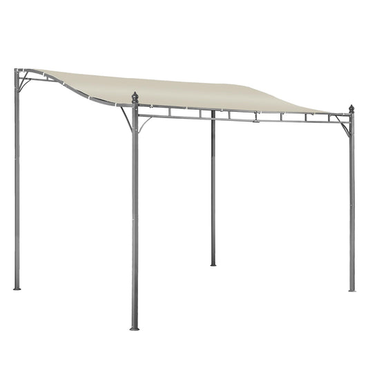 AOUXIN 2.9 x 2.5m Pergola Gazebo with Metal Frame, Elegant Scrolling Canopy, Weather-Resistant, Garden Outdoor Shelter, Beige