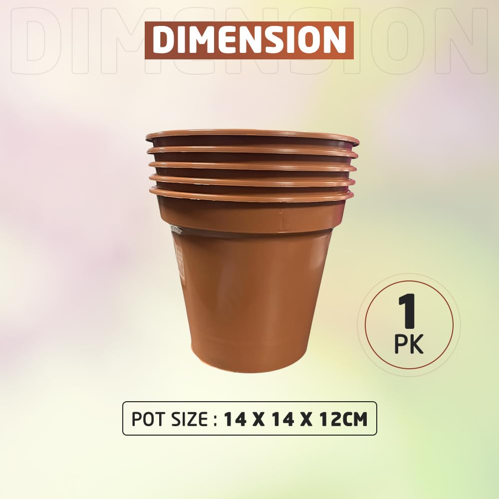 ACCURATE Garden Pot (Set of 5) Ideal for cultivation of cuttings or pricking out-Terracotta COLOUR- Size (5 inch/12.7 cm) (1)