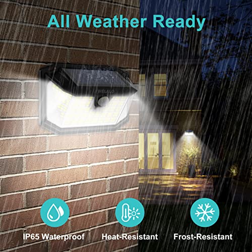 WELALO Solar Security Lights, 188 LED Solar Motion Sensor Lights, IP65 Waterproof Solar Lights Outdoor Garden, 3 Modes PIR Solar Powered Wall Lights for Outside Garden Fence Door Yard (2 Pack)