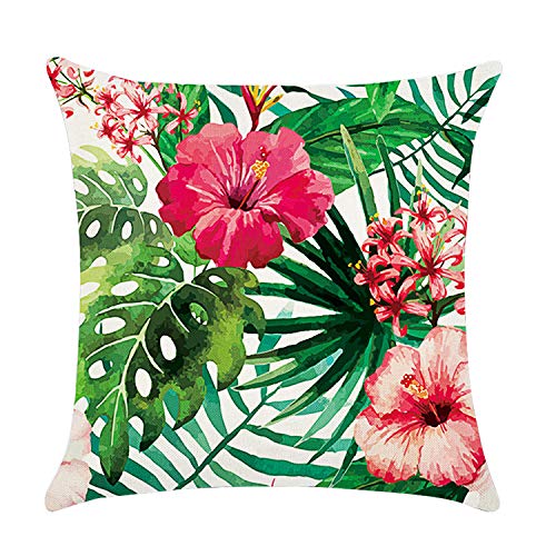 Cushion Covers 45 x 45 cm，Set of 4 pillow cover Cotton and Linen Pillow case Cushion Covers for Sofa garden bed couch cushions(Flower-7)