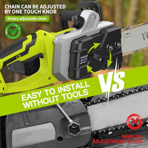 VOERJIA 16 Inch Brushless Cordless Chainsaw, Battery Chainsaw with 4 * 4000mAh Battery, 2200W Powerful Electric Chainsaws with Automatic Chain Lubricationr for Chopping logs and Cutting Trees