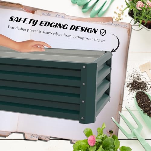 Outsunny Steel Raised Beds for Garden Set of 2, Outdoor Elevated Planter Box, Easy-to-assemble, for Growing Flowers, Herbs and Vegetables, Green