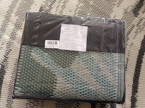 Homcomodar Outdoor Rugs 150x245cm Portable Camping Mat Reversible Mats Lightweight Plastic Straw Rug UV Resistant Patio Rug for Balcony Beach BBQ Deck(Green)