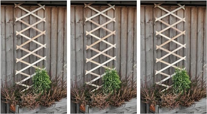 Garden Mile Set of 3 Expanding Wooden Trellis Panels for Garden, Lightweight Lattice Fence Panel, Garden Trellis for Climbing Plants Outdoor - Heavy Duty Durable Flexible Wood Weatherproof - 6ft x 1ft