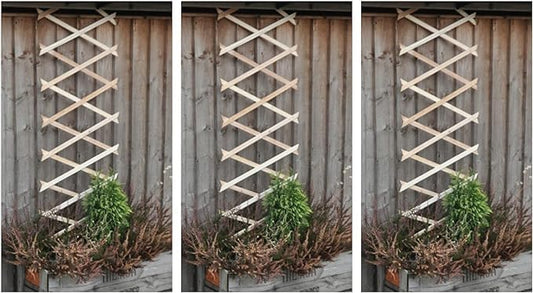 Garden Mile Set of 3 Expanding Wooden Trellis Panels for Garden, Lightweight Lattice Fence Panel, Garden Trellis for Climbing Plants Outdoor - Heavy Duty Durable Flexible Wood Weatherproof - 6ft x 1ft