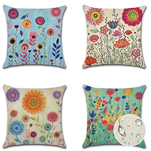 JOTOM Waterproof Floral Cushion Covers 45x45cm Pack of 4