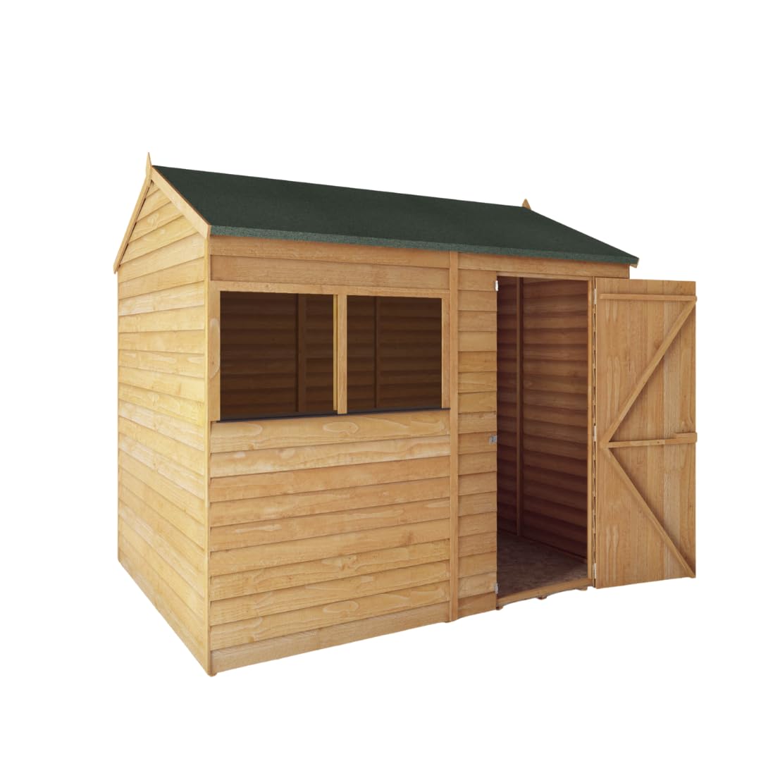 WALTONS 8 x 6 Overlap Storage Shed | Reverse Apex Roof | 7mm Overlap Cladding | Wooden Garden Storage Shed | 10 Year Anti Rot Guarantee | 8 x 6 8ft 6ft