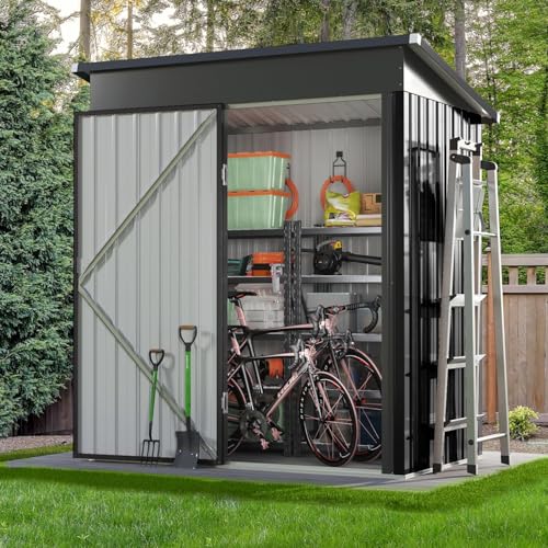 Aoxun 5x3ft Metal Garden Shed with Lockable Doors