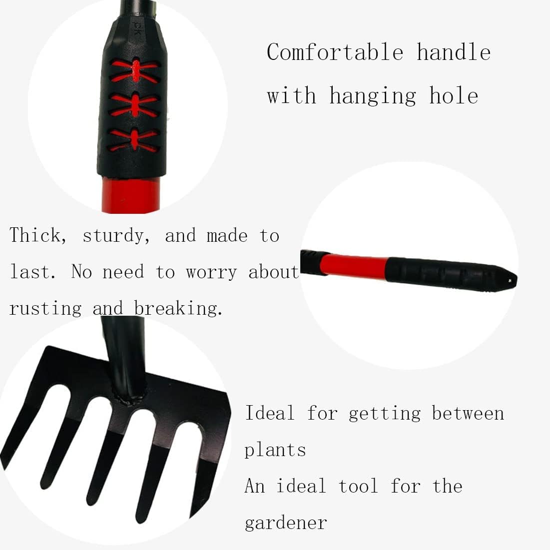 PlushPlumage Hand Garden Rake,Rake for Gardening,Soil Rake,Heavy Duty Carbon Steel Mini Hand Gardening Tools