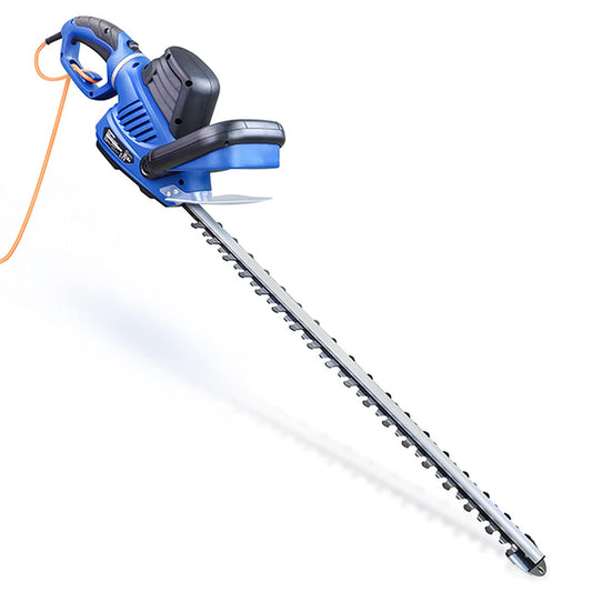 Hyundai 680w 610mm Corded Electric Hedge Trimmer Pruner, Rotatable Handle, 10m Power Cord, Handle Branches Up to 24mm in Diameter, 4.14kg, 3 Year Warranty