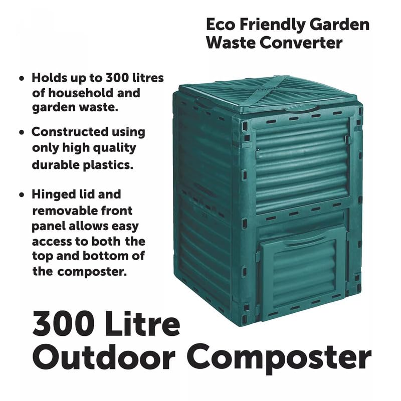 300L Outdoor Garden Compost Bin, Organic Waste Converter Bin,Green Plastic Eco Friendly Converter,Organic Waste Converter Composter,Recycling Storage Bin for Garden