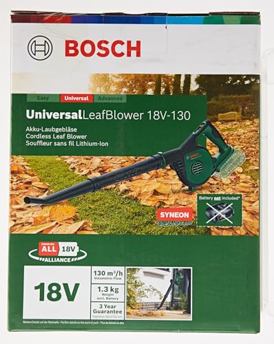 Bosch Cordless Leaf Blower UniversalLeafBlower 18V-130 (For Fast and Easy Outdoor Clearing; 18 Volt System; Without Battery)