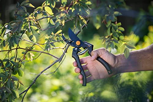 Fiskars Pro Pruner P90, Cutting diameter: 2.6 cm, Steel blades with non-stick coating, Length: 22.5 cm, Black/Orange, 1001530