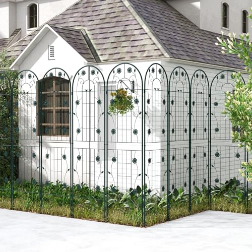 COSTWAY 2/4 Pack Garden Trellis, 180/220 x 50cm Galvanized Steel Trellis for Climbing Plants Rose Vines Cucumber Tomato, Rustproof Decorative Garden Fence Barrier Border (180 x 50cm, 4 Pack, Green)